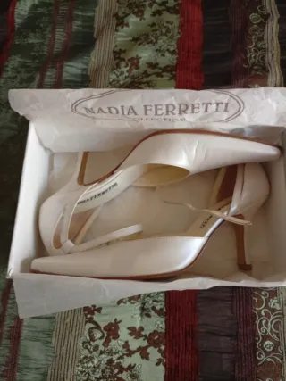 Scarpe in vero cuoio avorio vintage Nadia Ferretti