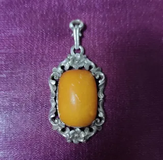 Colgante Plata Ley y Ámbar Vintage