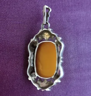 Colgante Plata Ley y Ámbar Vintage