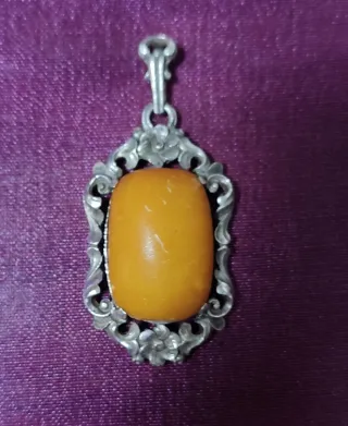 Colgante Plata Ley y Ámbar Vintage