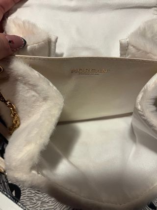 Bolso Morgan pelo suave beige/blanco