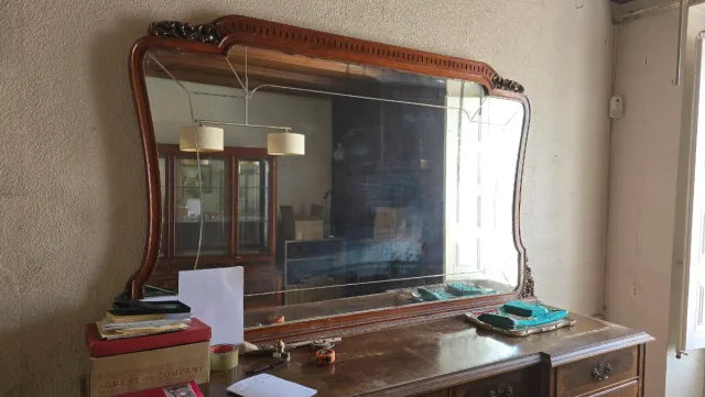 Espejo de madera con marco tallado 180 x 115 cm