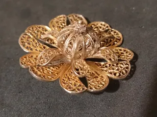 Broche Filigrana Plata Vermeil Flor