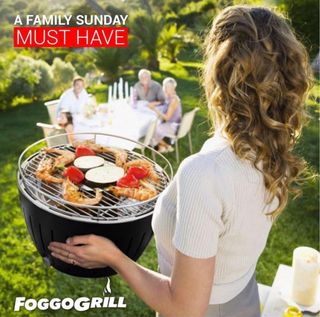 Barbacoa Carbón Negra y Plateada