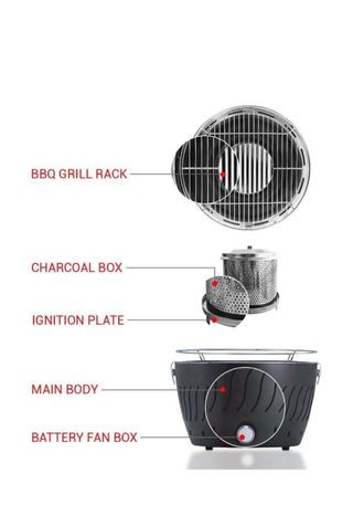 Barbacoa Carbón Negra y Plateada