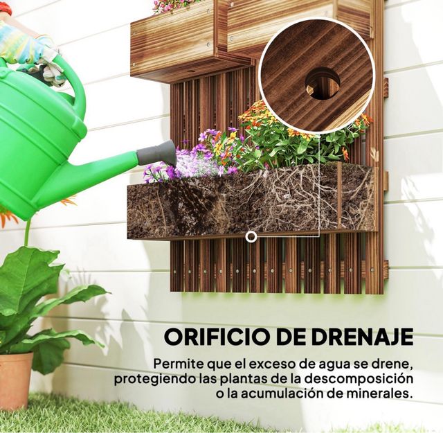 Fioriera da parete in legno