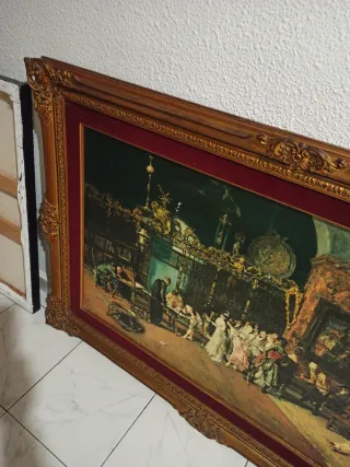 Cuadro sobre tabla marco Dorado