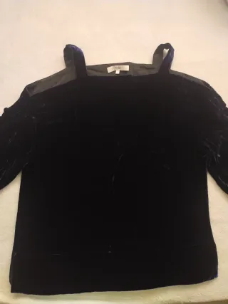 Blusa Tibi terciopelo azul