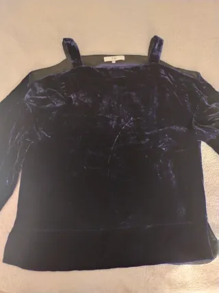 Blusa Tibi terciopelo azul