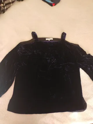 Blusa Tibi terciopelo azul