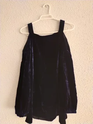 Blusa Tibi terciopelo azul