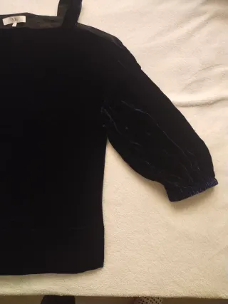 Blusa Tibi terciopelo azul