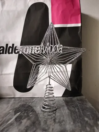 Punta Albero Stella Glitter Argento