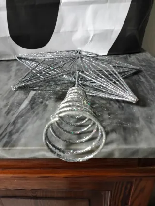 Punta Albero Stella Glitter Argento