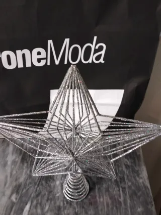 Punta Albero Stella Glitter Argento