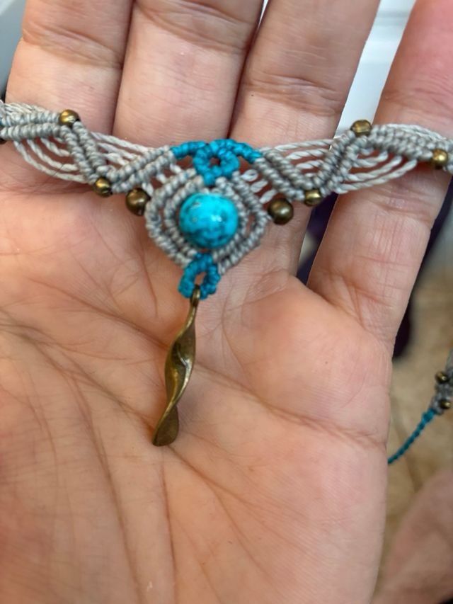Gargantilla Macramé Hecha a Mano Turquesa