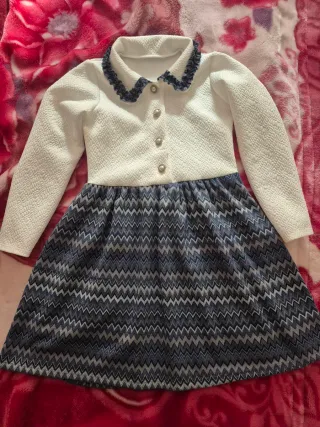 Vestido Invierno Fiesta Azul y Blanco