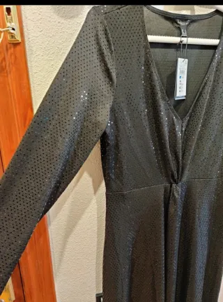 Vestido largo Cortefiel negro talla M