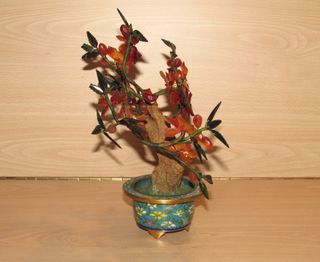 Árbol bonsái China oriental jade ágata cloisonné