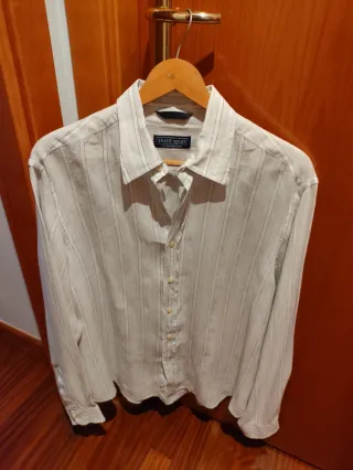 Camisa Massimo Dutti rayas beige/gris