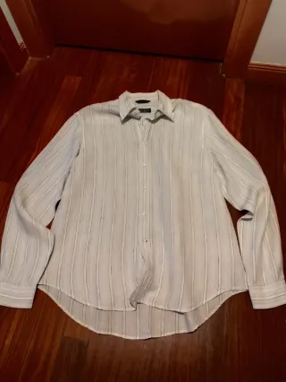 Camisa Massimo Dutti rayas beige/gris