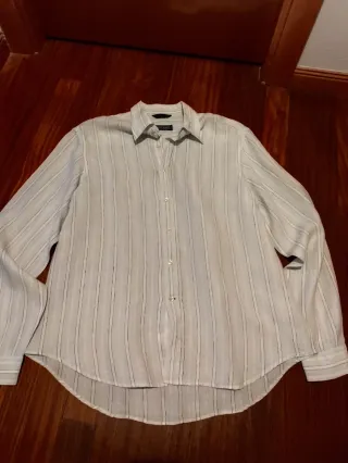 Camisa Massimo Dutti rayas beige/gris