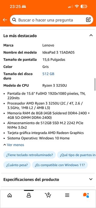 Lenovo IdeaPad 3 Portátil 15,6 Plata