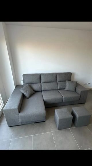 Sofá modular gris tela