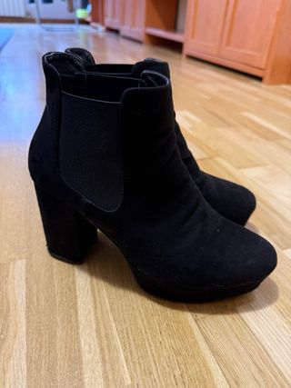 Botines tacón plataforma ante negro