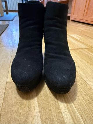Botines tacón plataforma ante negro