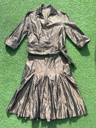 Conjunto fiesta mujer marrón/dorado