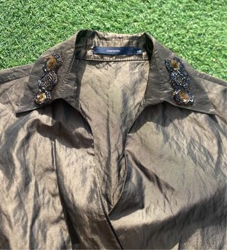 Conjunto fiesta mujer marrón/dorado