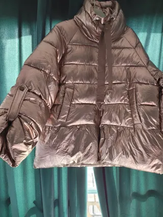 Chaqueta rosa metalizada mujer