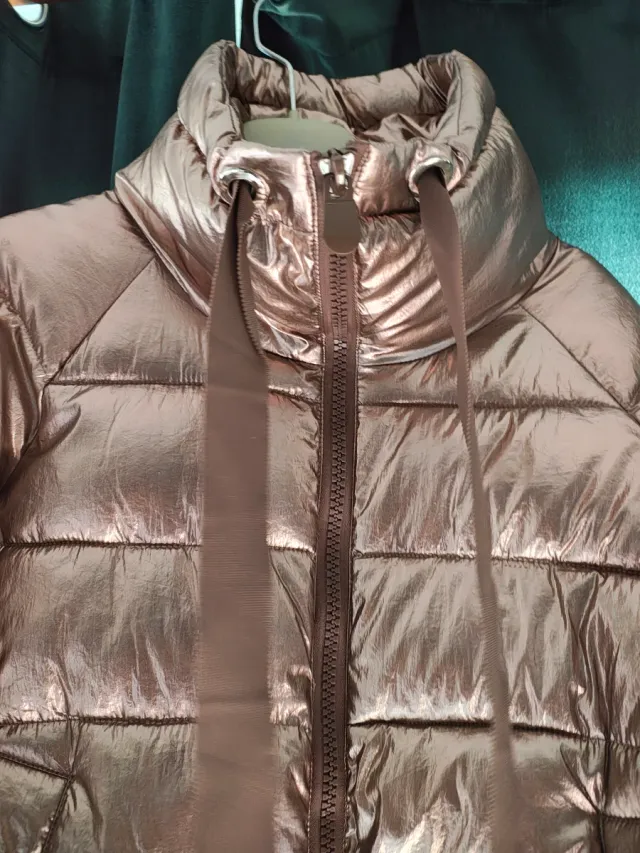 Chaqueta rosa metalizada mujer