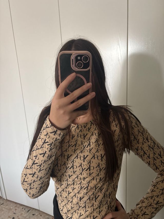 Maglietta Calvin Klein Beige/Nero Logo