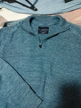 Jersey azul cuello cremallera talla S