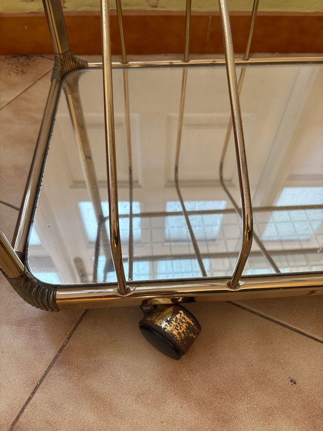 Carrello Ausiliare in Cristallo e Metallo Dorato