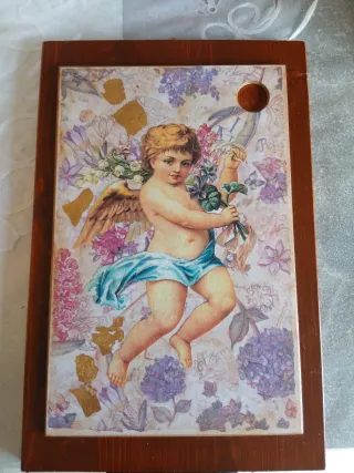 Quadro in legno e ceramica fatto a mano