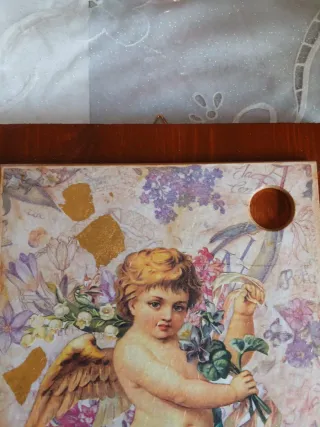 Quadro in legno e ceramica fatto a mano