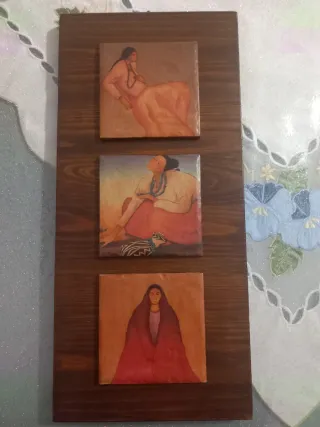 Quadro in legno e ceramica fatto a mano
