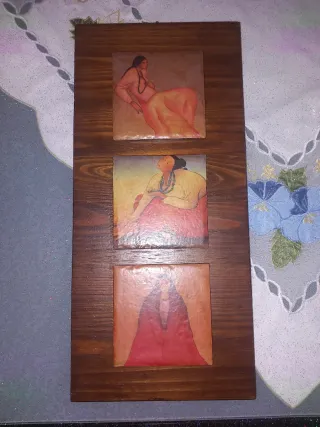 Quadro in legno e ceramica fatto a mano