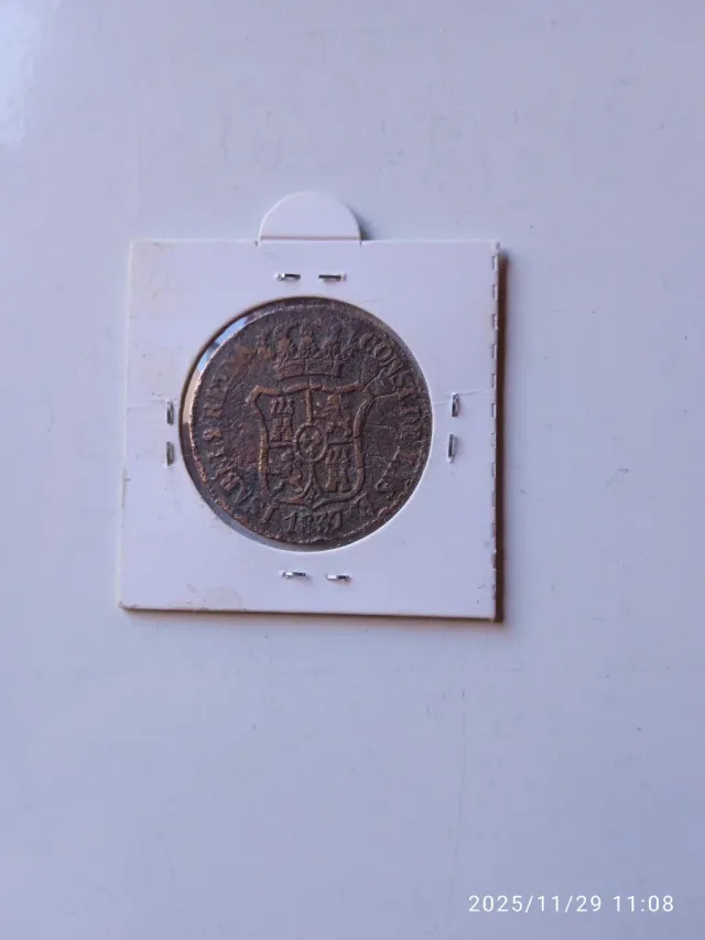 Isabel II 1837 Cataluña 6 cuartos