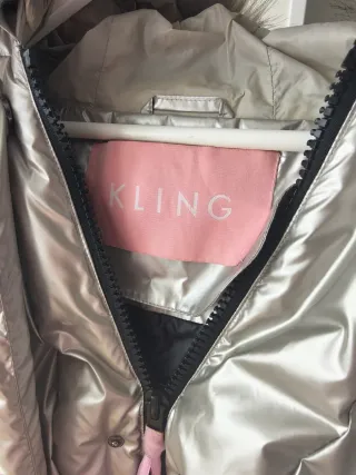 Abrigo plumífero Kling plateado y negro