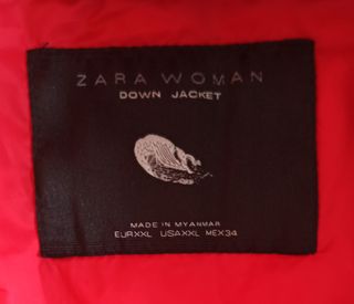 Anorak fino plumas Zara talla XXL
