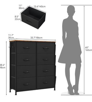 Cajonera Tela Negra con Bolsillos Laterales