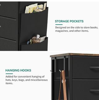 Cajonera Tela Negra con Bolsillos Laterales