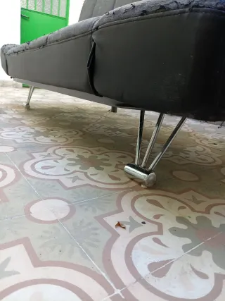 Sofá Cama Piel Sintética Negro