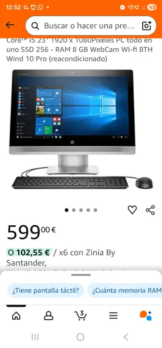 PC HP Core i5 23 256GB SSD 8GB RAM