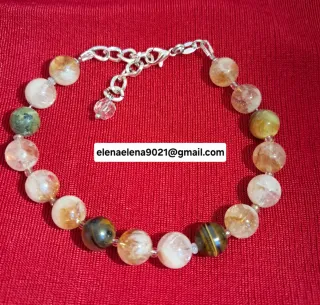 Pulsera de piedras naturales con cadena de plata