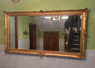 Espejo Antiguo Dorado Marco Madera